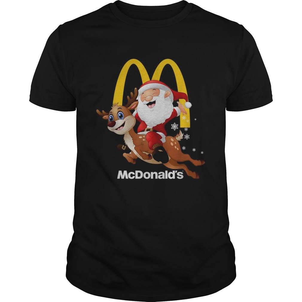 Santa Claus riding reindeer McDonald’s shirt