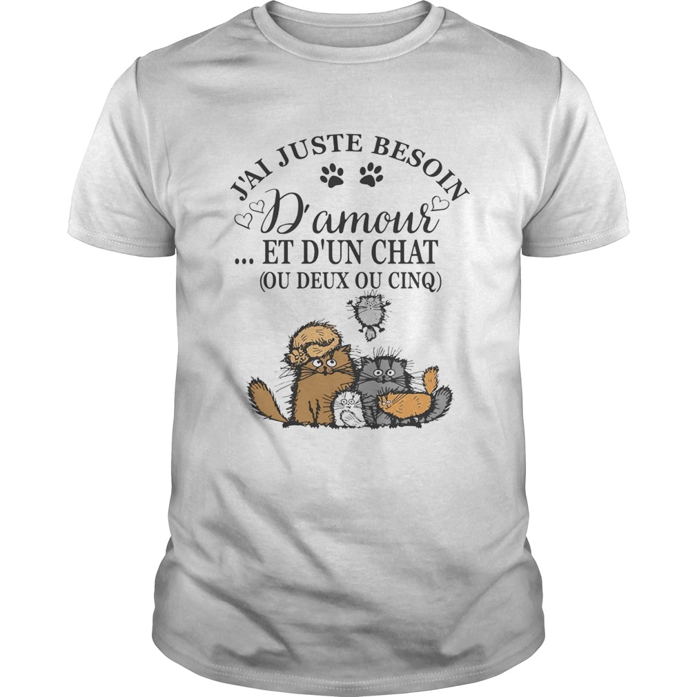 J’ai juste besoin D’amour et d’un chat ou deux ou cinq Cat shirt