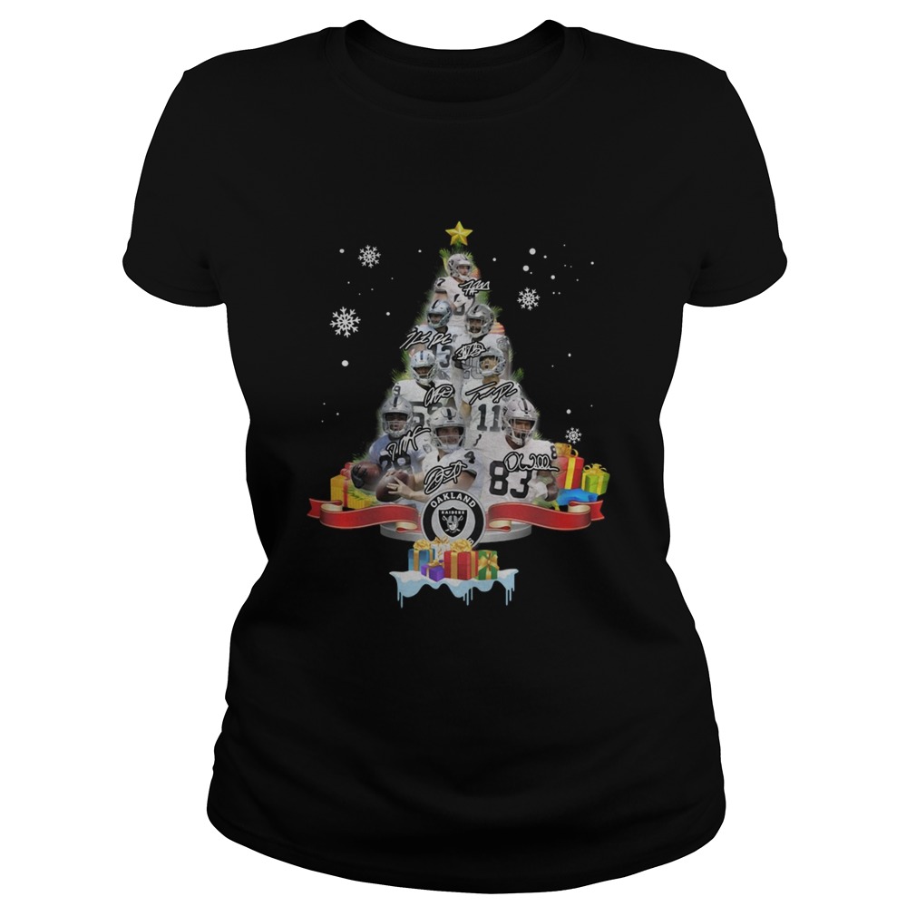 Oakland Raiders Players Signatures Christmas Tree shirt