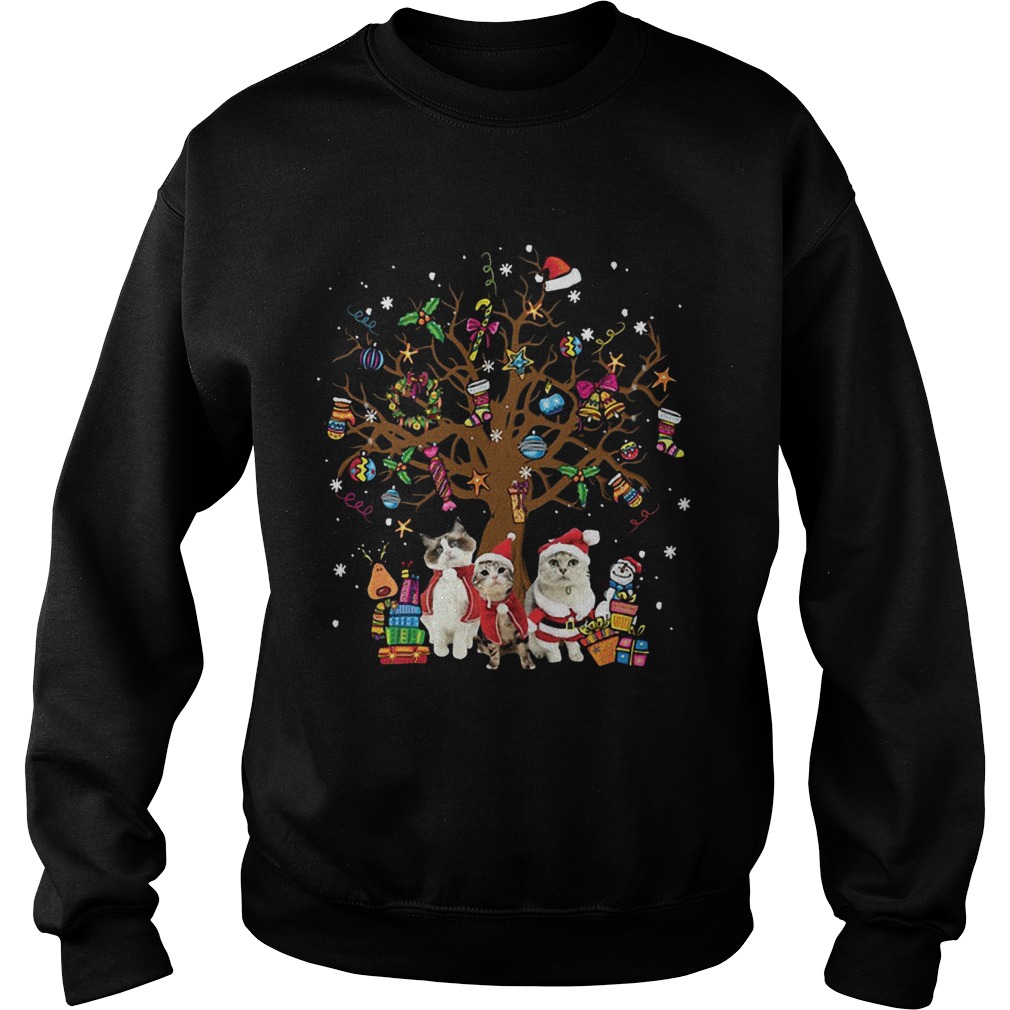 Meowy Merry Christmas Cats Christmas tree shirt