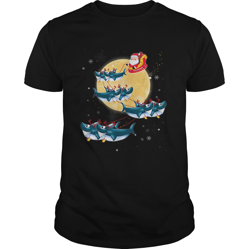 Beautiful Kids Mens Womens Santa Claus Riding Shark Christmas shirt