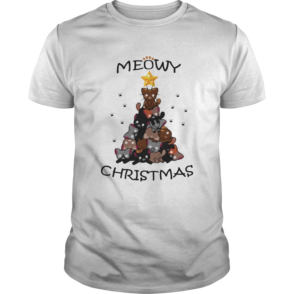 Meowy Christmas Tree Cute Merry Xmas T-Shirt