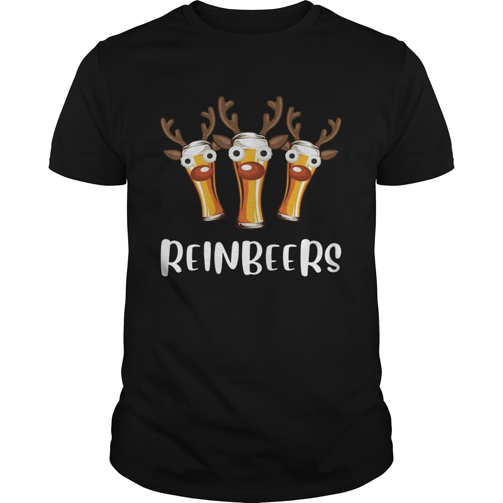 ReinBeer Xmas Beer Deer With Christmas Hat Tshirt T-Shirt