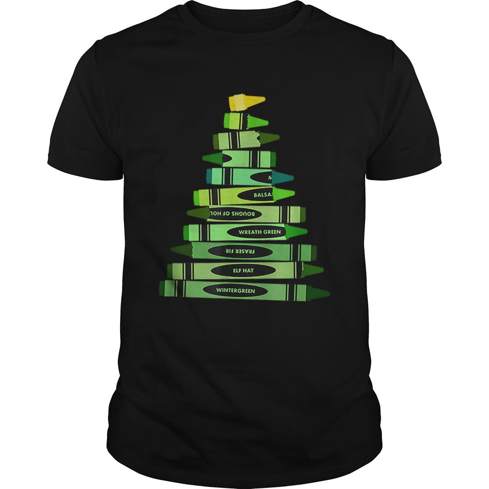 Nice Teacher Christmas Gift Crayon Tree shirt