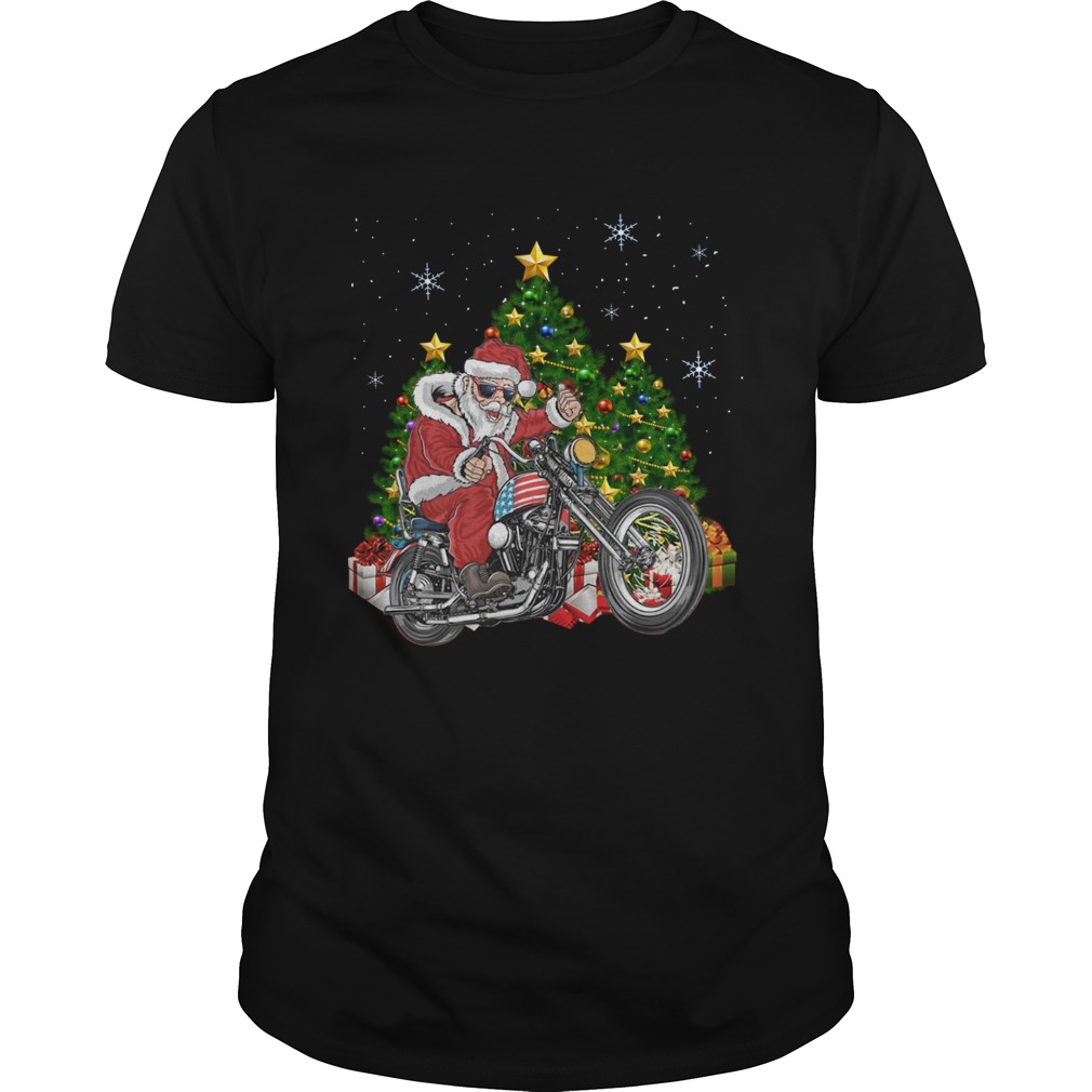 Biker Santa Motorcycle Merry Christmas Tree Sweater