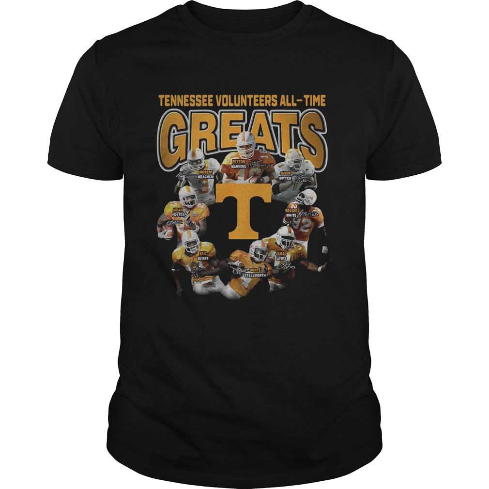 Tennessee Volunteers football All-time Greats Players Signatures shirt