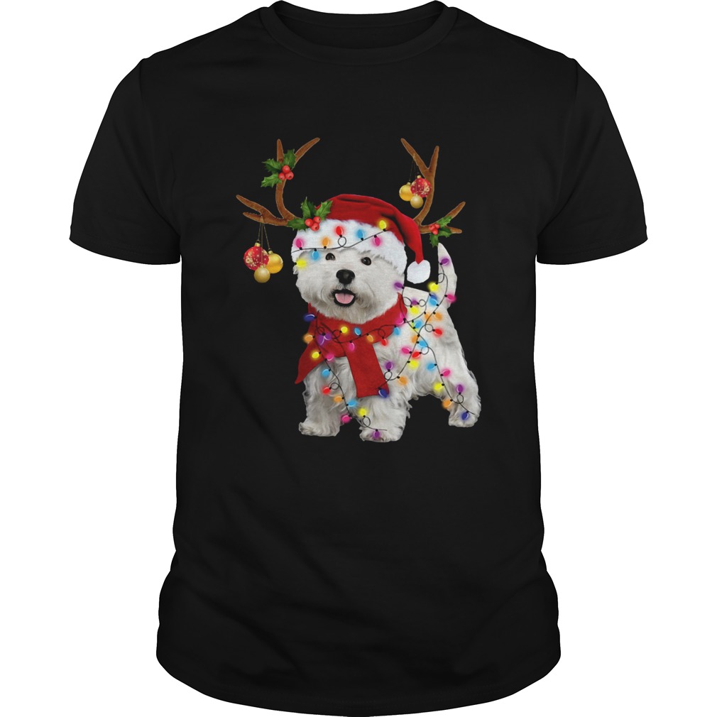 Westie Dog Gorgeous Reindeer Light Christmas Shirt