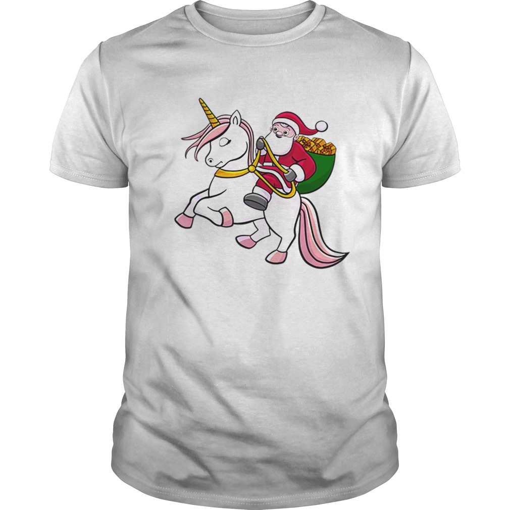 Hot Santa Riding Unicorn Cute Girls Christmas Gift shirt