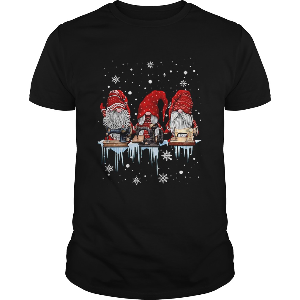 Hanging With Red Gnomies Sewing Machine Christmas Shirt