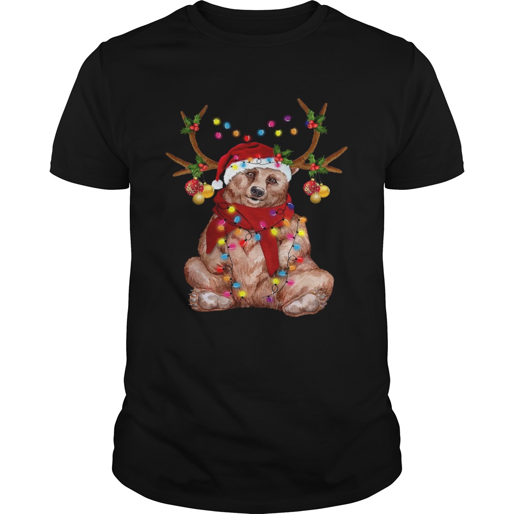 Santa Bear Reindeer Light Christmas Shirt