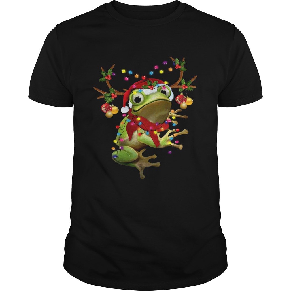 Santa Frog Reindeer Light Christmas Shirt