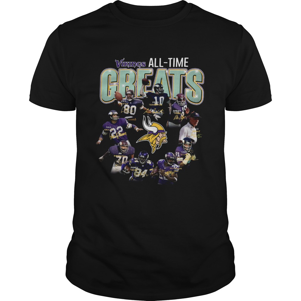 Minnesota Vikings all time great players signatures shirt