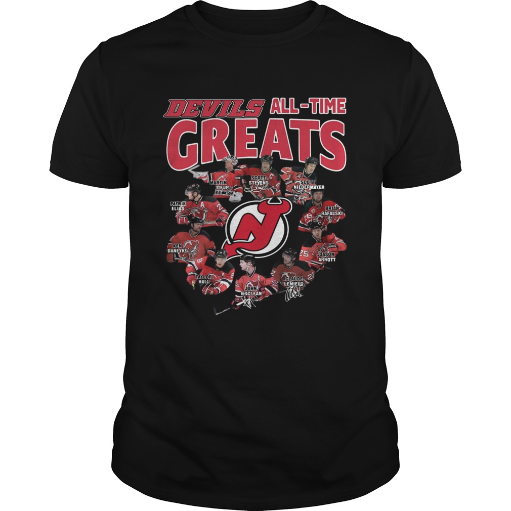 New Jersey Devils all time great players signatures shirt