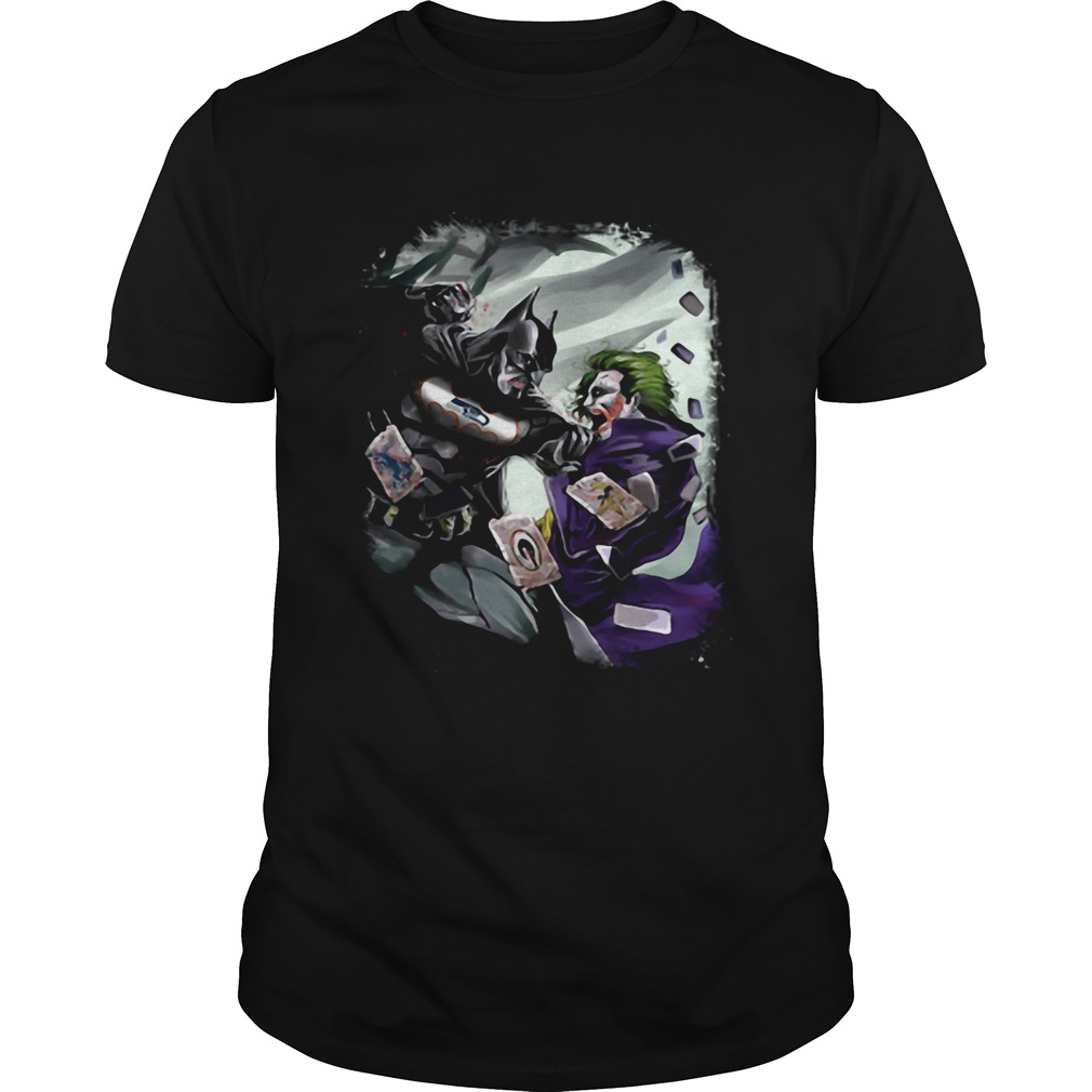 Seattle Seahawks NFL Football Batman Fighting Joker DC Comics shirt