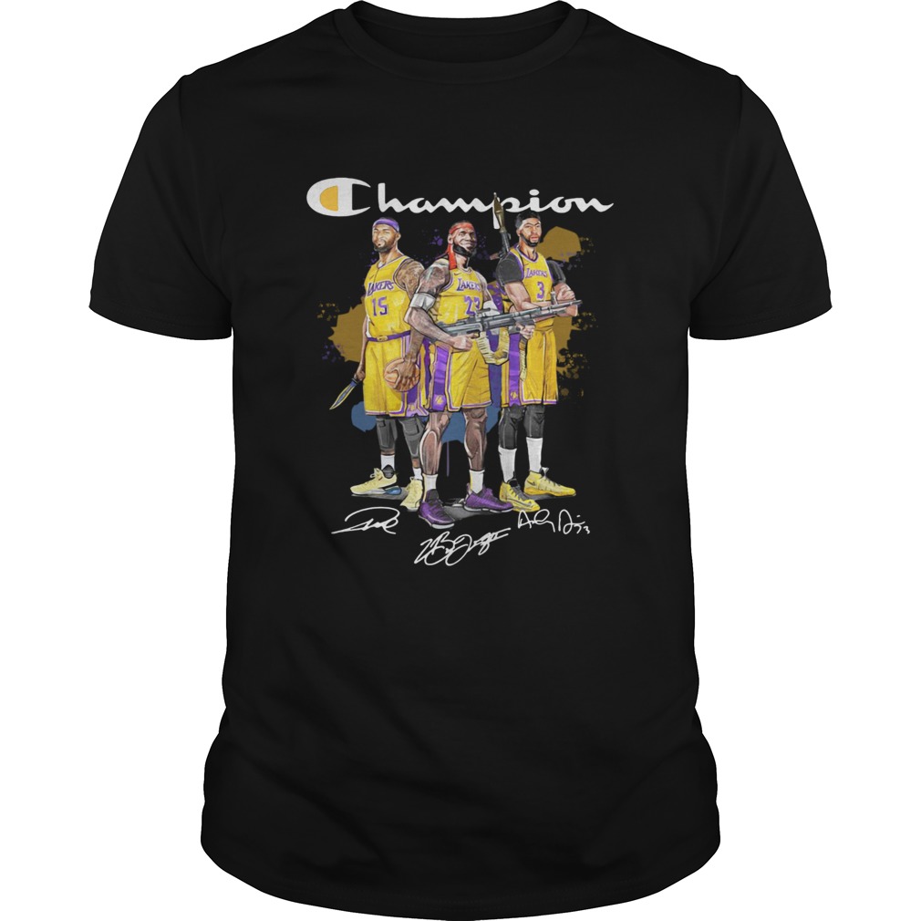 Angeles Lakers DeMarcus Cousins Anthony Davis LeBron James Champion signatures Shooter shirt