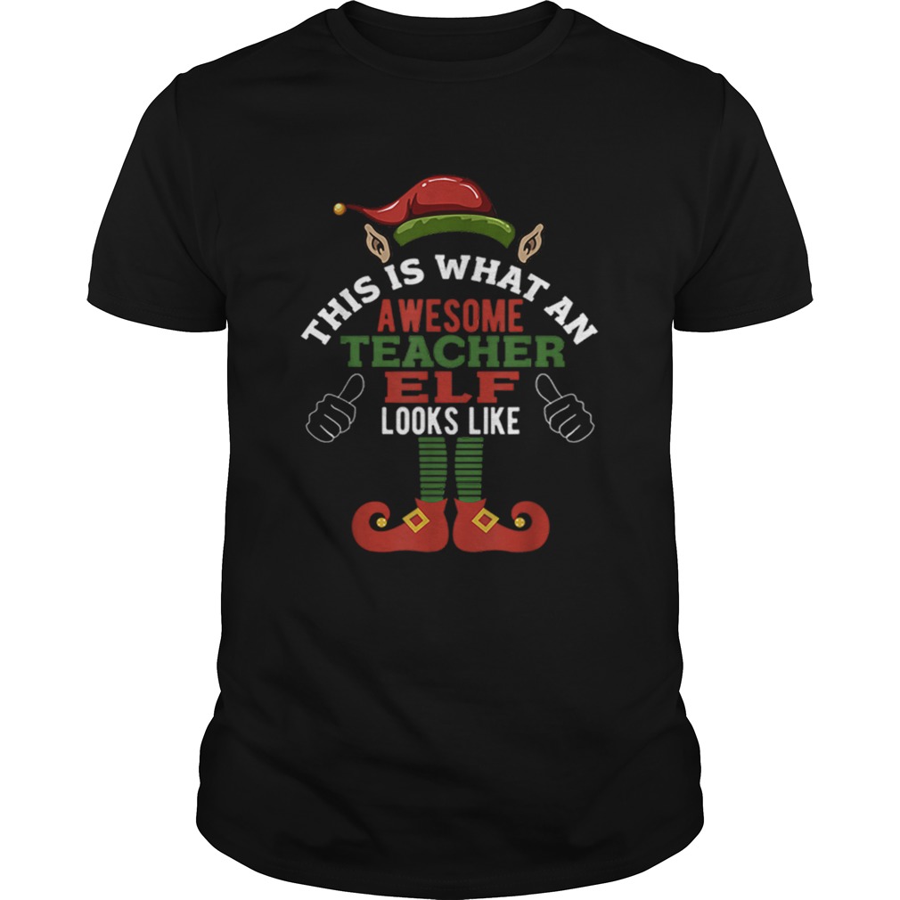 Hot Awesome Teacher Elf Funny Christmas shirt