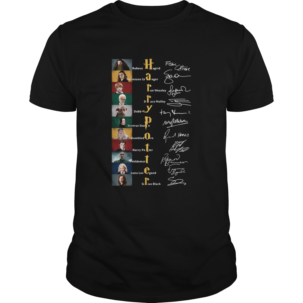 Harry Potter Rubeus Hagrid Hermione Granger Ron Weasley Draco Malfoy Signatures Shirt