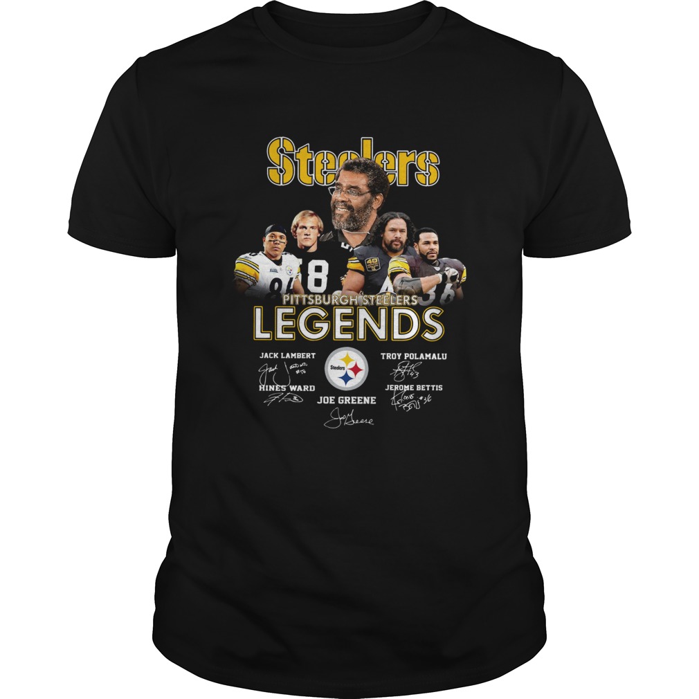 Pittsburgh Steelers Legends Jack Lambert Troy Polamalu Hines Ward Joe Greene Jerome Bettis signatures shirt