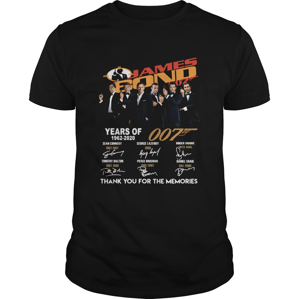 James Bond 007 Years Of 1962-2020 Thank You For The Memories Shirt