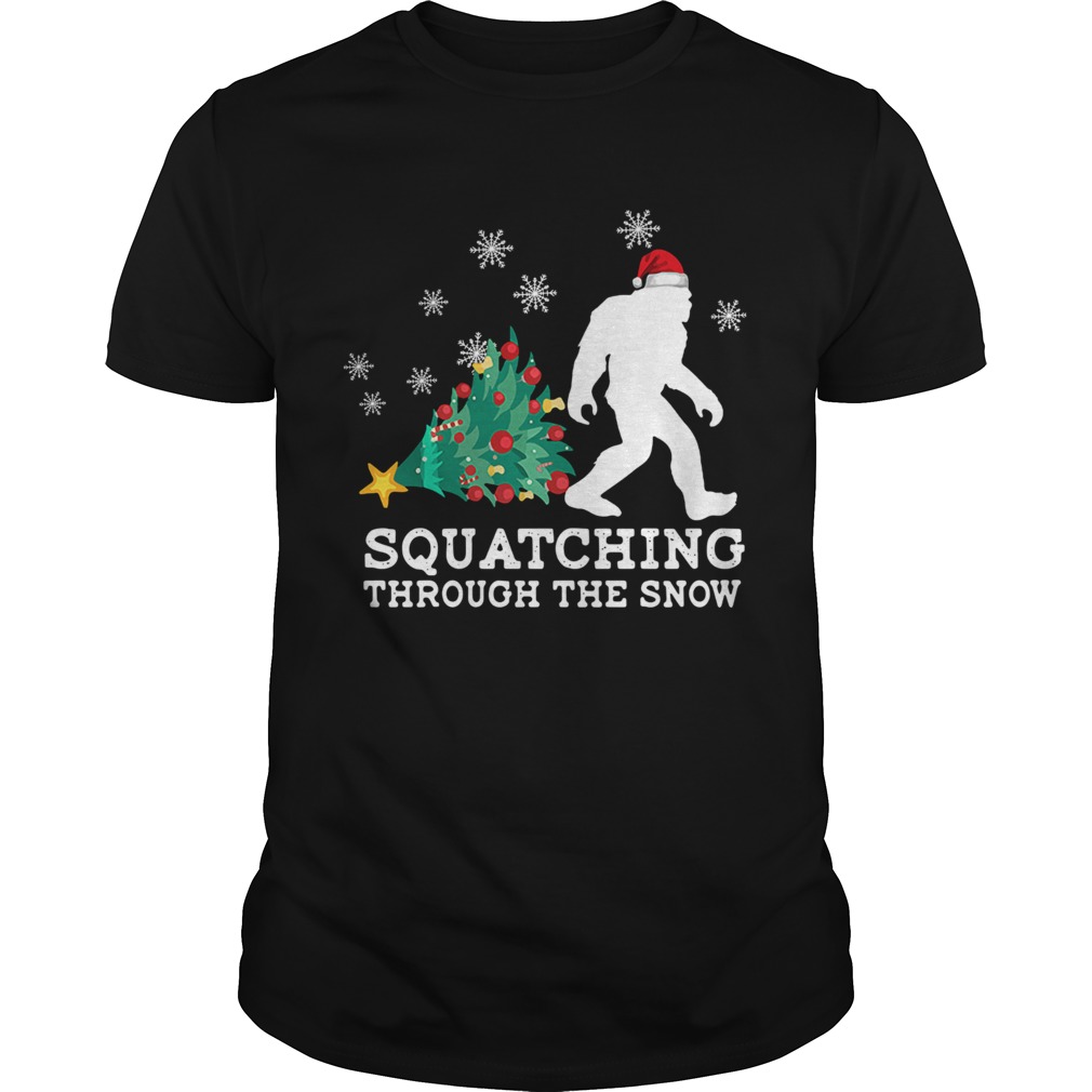 Bigfoot Santa Squatching Through The Snow Christmas Shirt