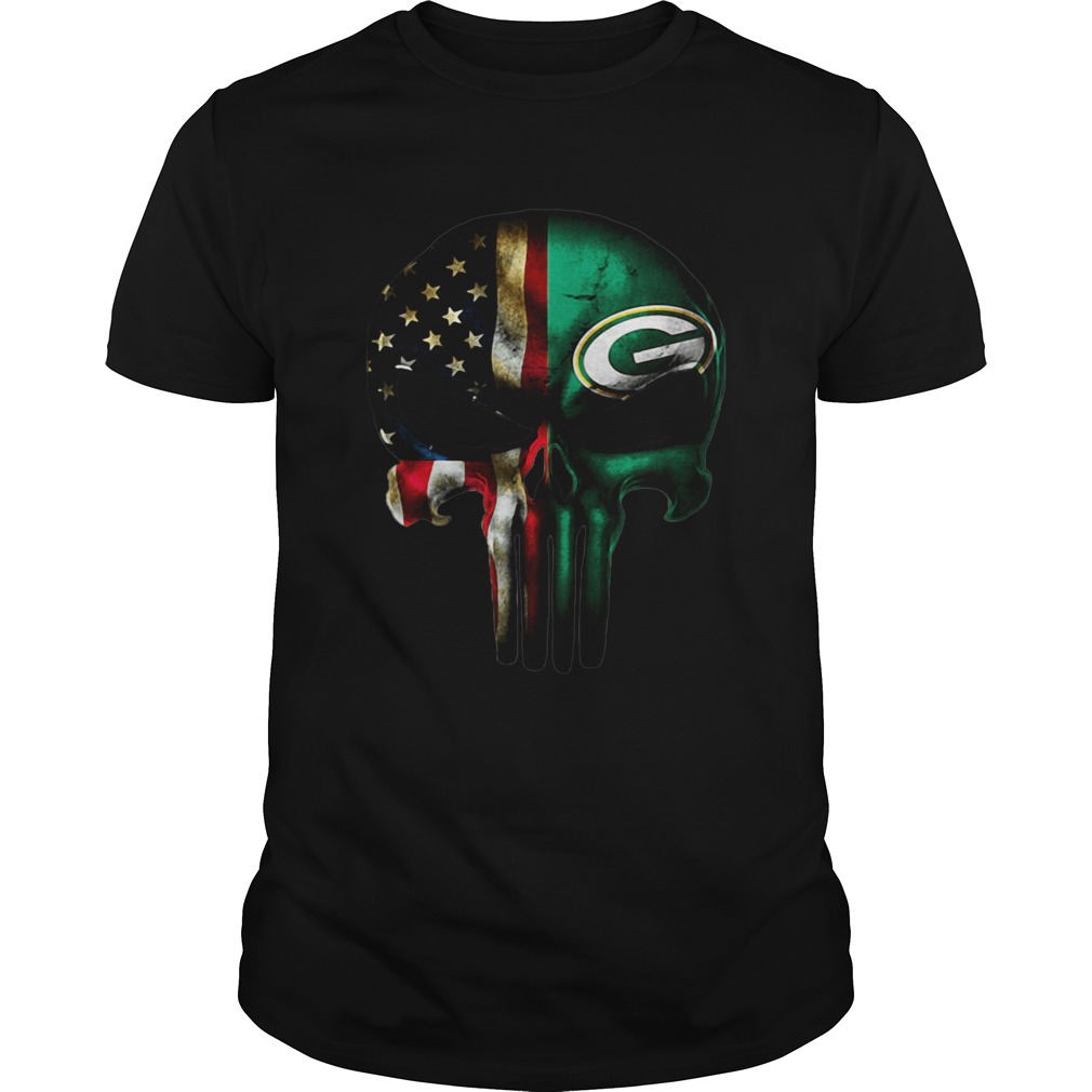 American Flag Veteran And Green Bay Packers Skull shirt