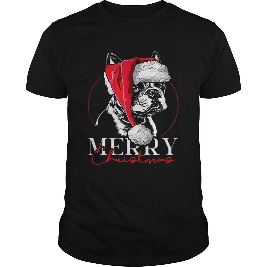 Official Funny Santa Boston Terrier Merry Christmas dog mom gift shirt