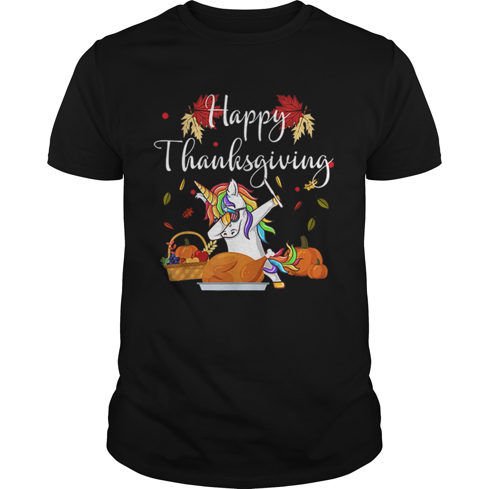 Premium Dabbing Unicorn Dog Eating Turkey Happy Thanksgiving Day shirt