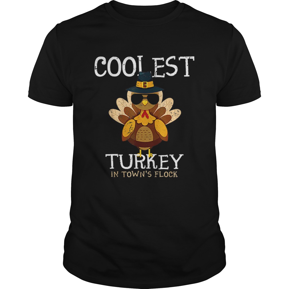 Hot Kids Coolest Turkey In The Town’s Flock Thanksgiving boys shirt