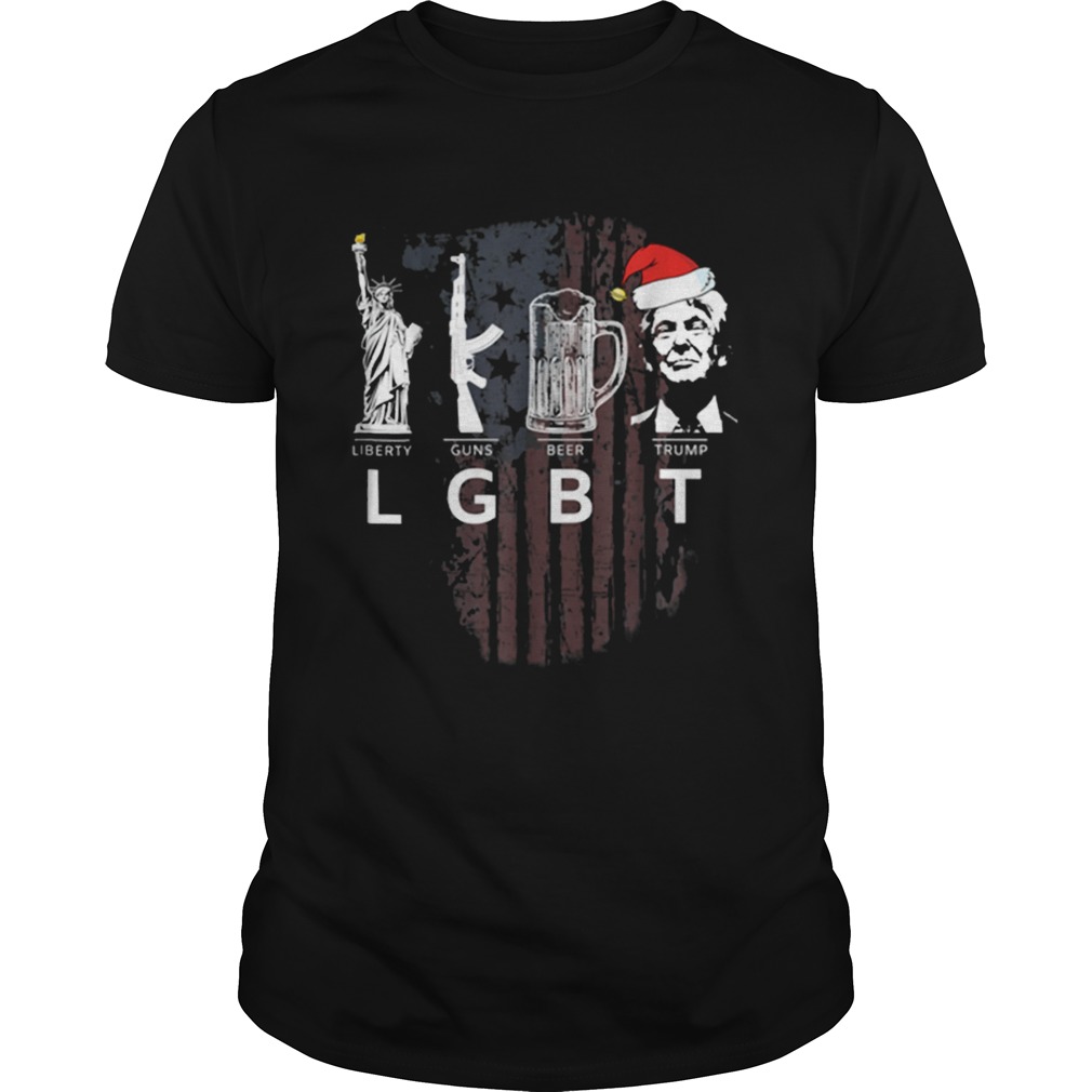 Hot Funny LGBT Liberty Guns Beer Trump Santa Hat Christmas shirt