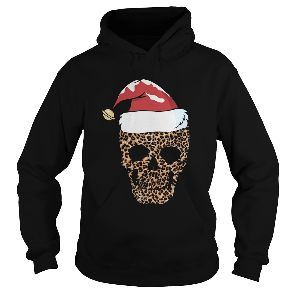 Leopard skull Santa hat Christmas shirt