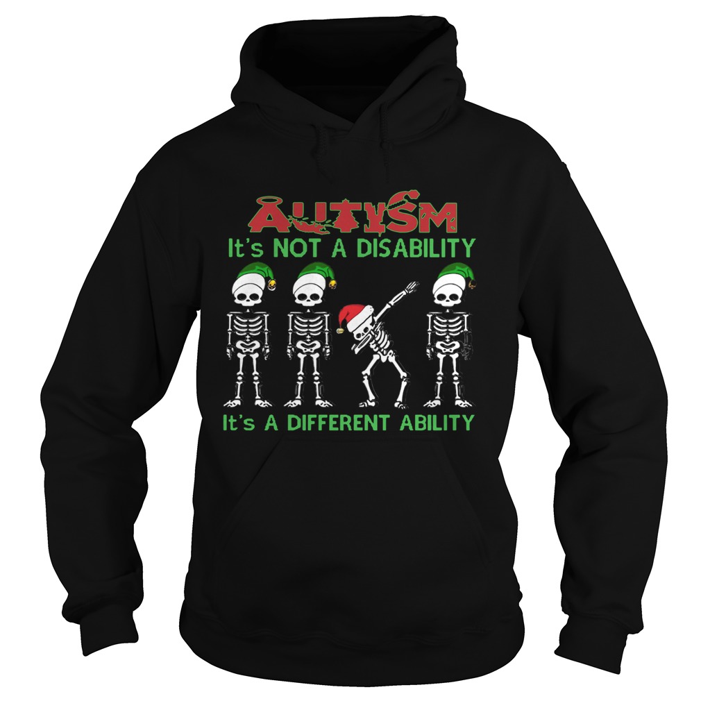 Santa Skeleton autism it’s not a disability it’s a different ability christmas shirt