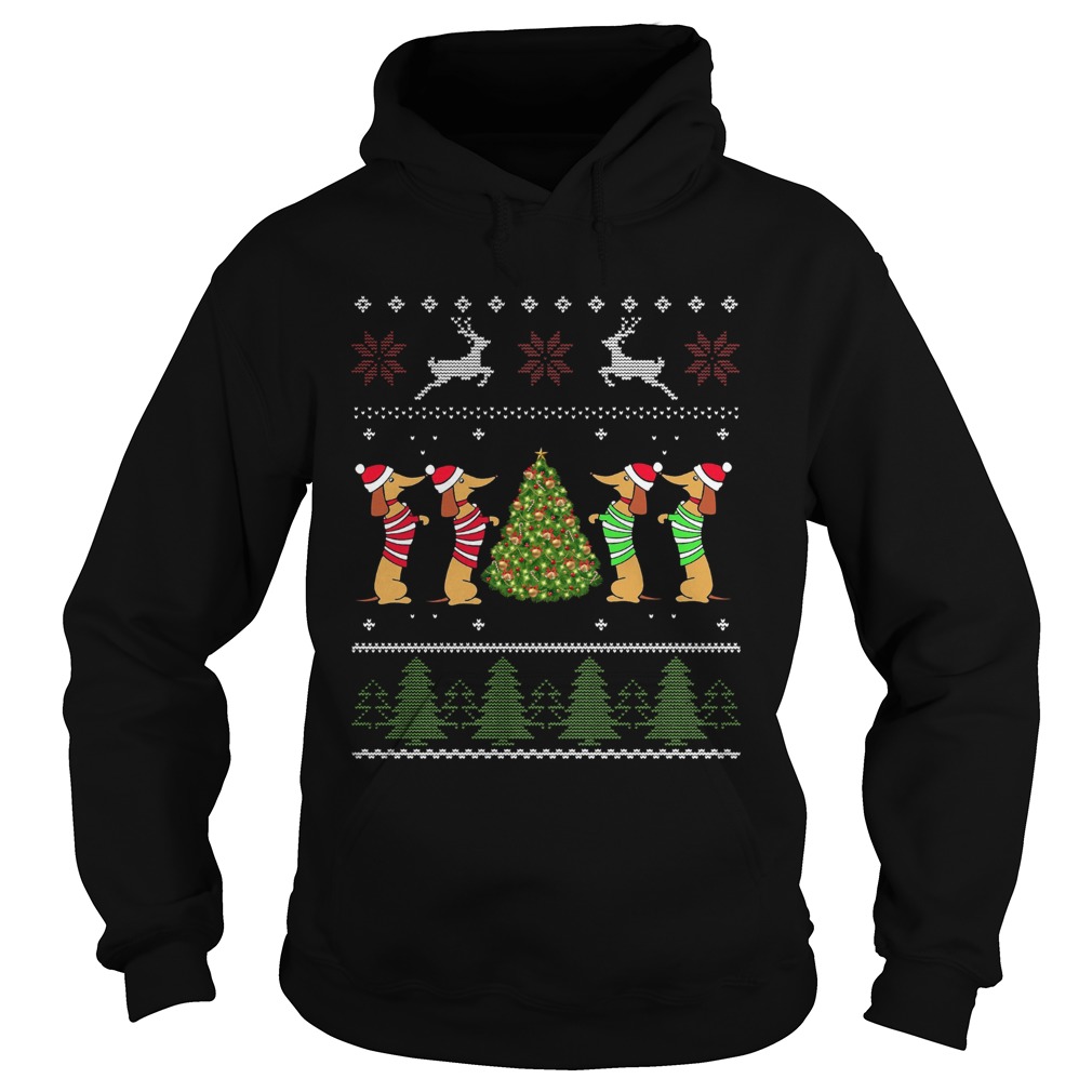 Dachshund Christmas Tree Ugly Xmas Sweatshirt