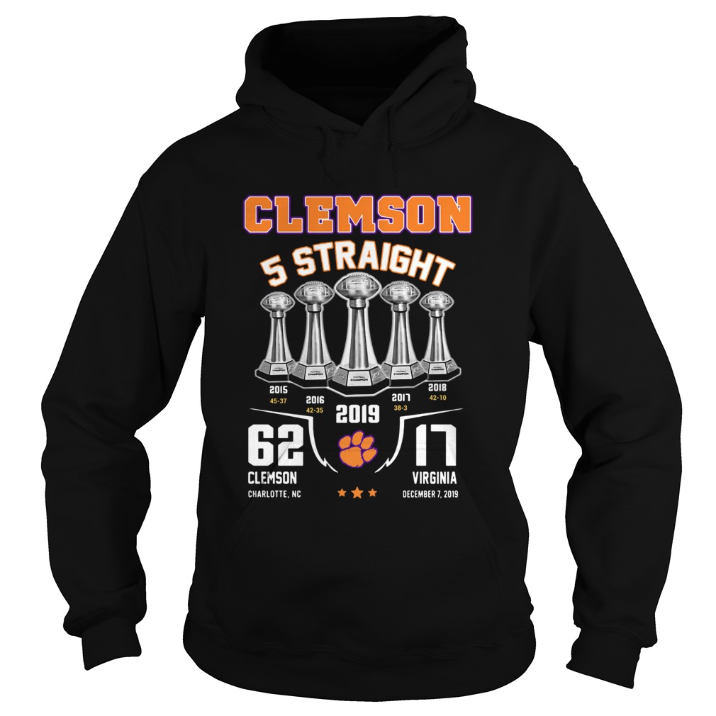 Clemson Tigers football 5 Straight 2019 shirt