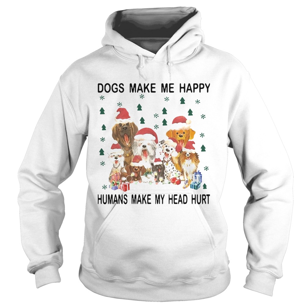 Santa Dogs Make Me Happy Humans Make My Head Hurt Christmas Shirt