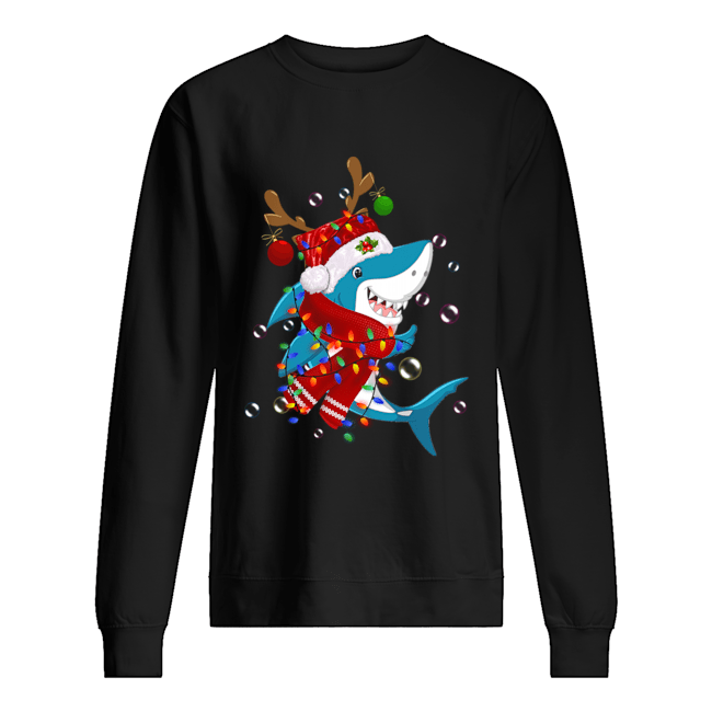 Shark Reindeer In Santa Hat Christmas shirt