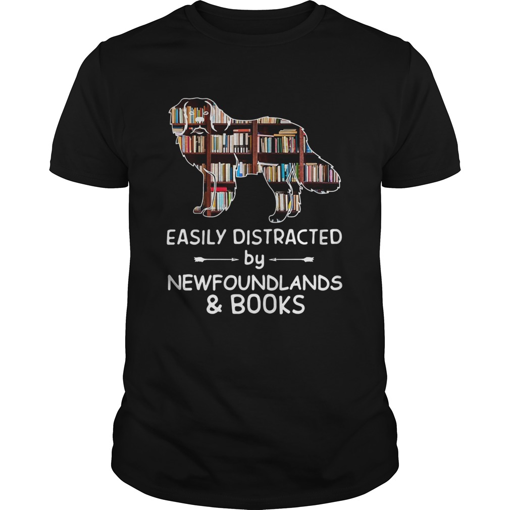 Easily Distracted By Newfoundlands And Books Crewneck Sweatshirt