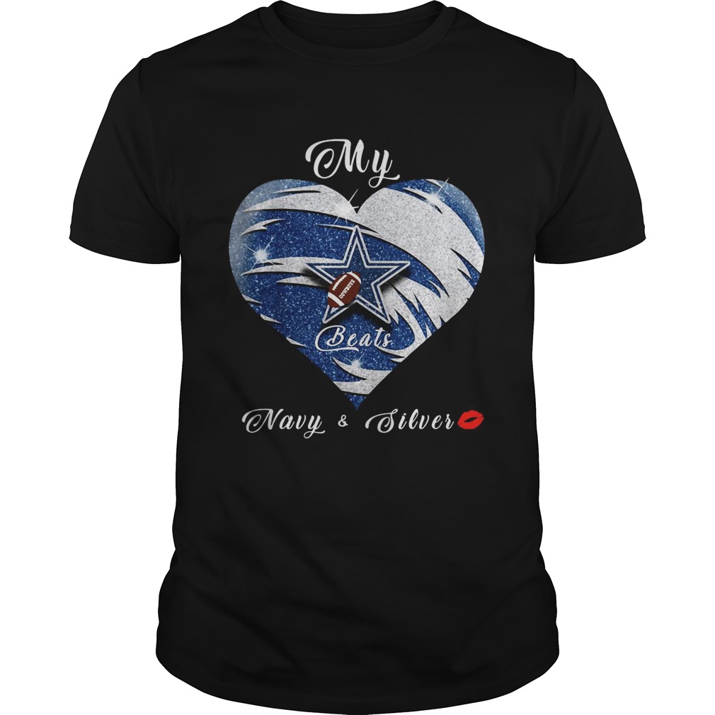 My Dallas Cowboys Navy & Silver Heart Beats shirt