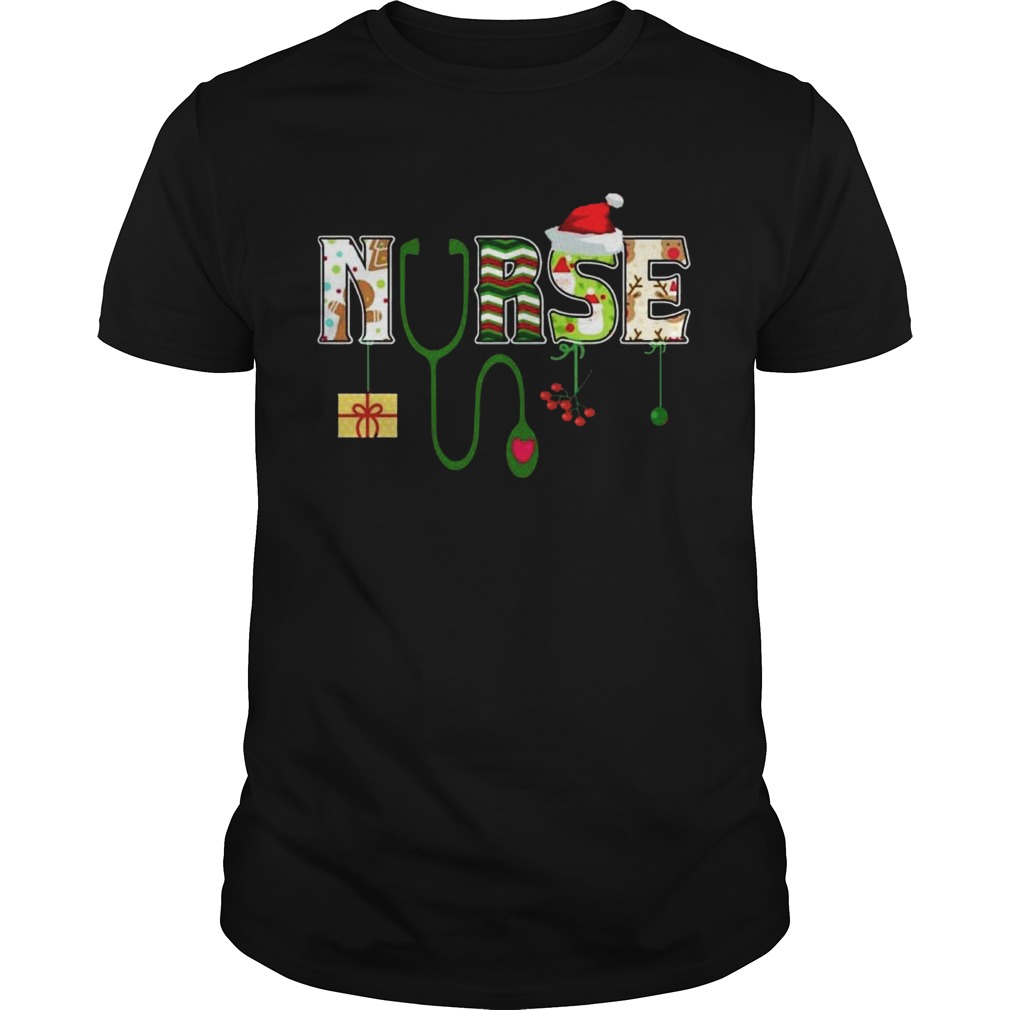 Stethoscope Pill Bottle Santa Hat Syringe Nurse Christmas Shirt