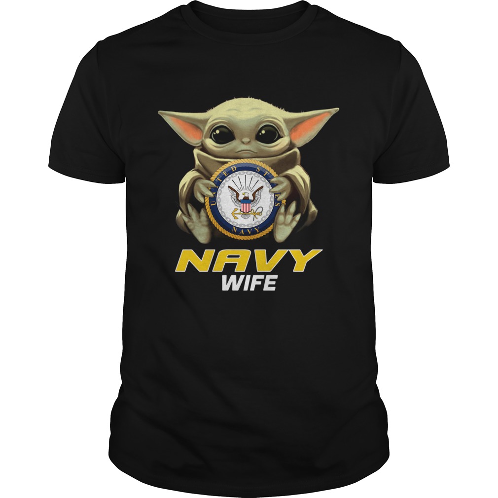 OFFICiAL Baby Yoda Hug Navy Wife Shirt