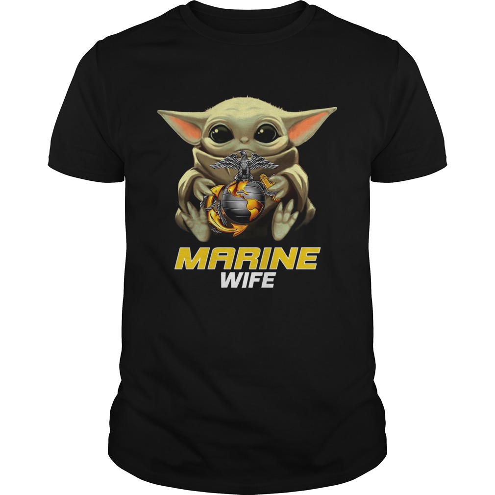 OFFICiAL Baby Yoda Hug Marine Wife Shirt