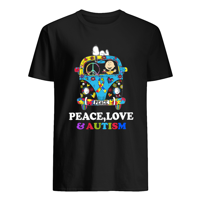 Snoopy And Charlie Brown Peace Love Autism Shirt