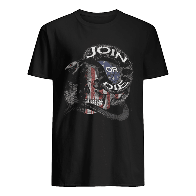 Join or die skull American flag shirt