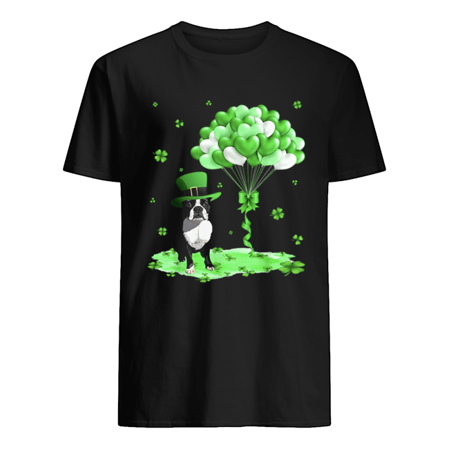 Boston Terrier Leprechaun Hat Shamrocks St Patrick’s Day shirt