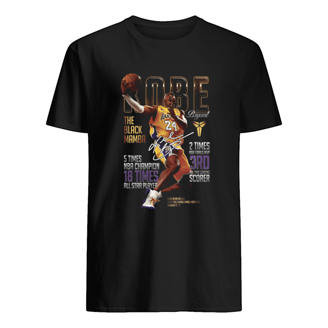 Kobe Bryants The Black Mamba 5 times NBA Champions 18 Times All Star Player shirt