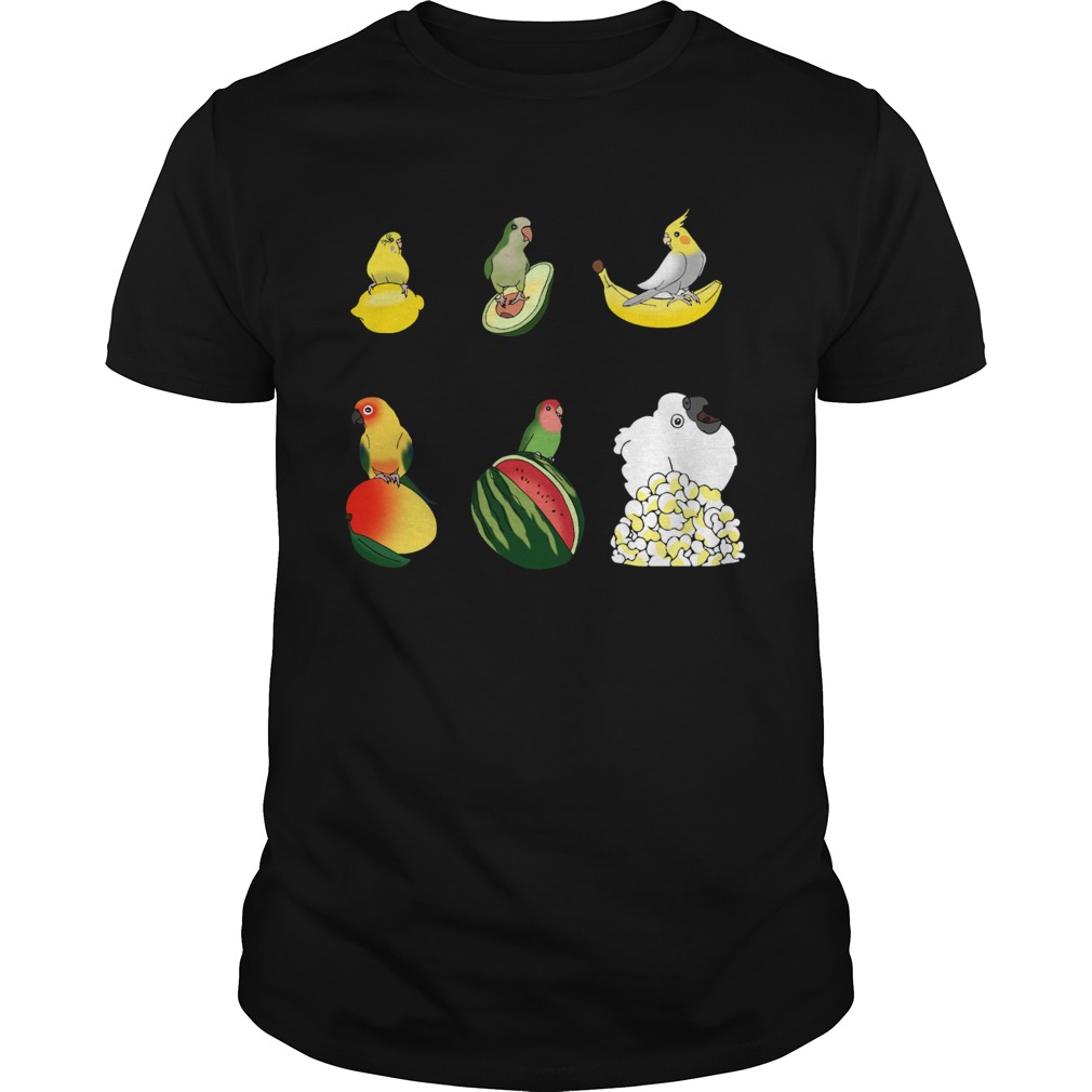 Parrot Lemon Avocado Banana Mango Watermelon Popcorn Shirt