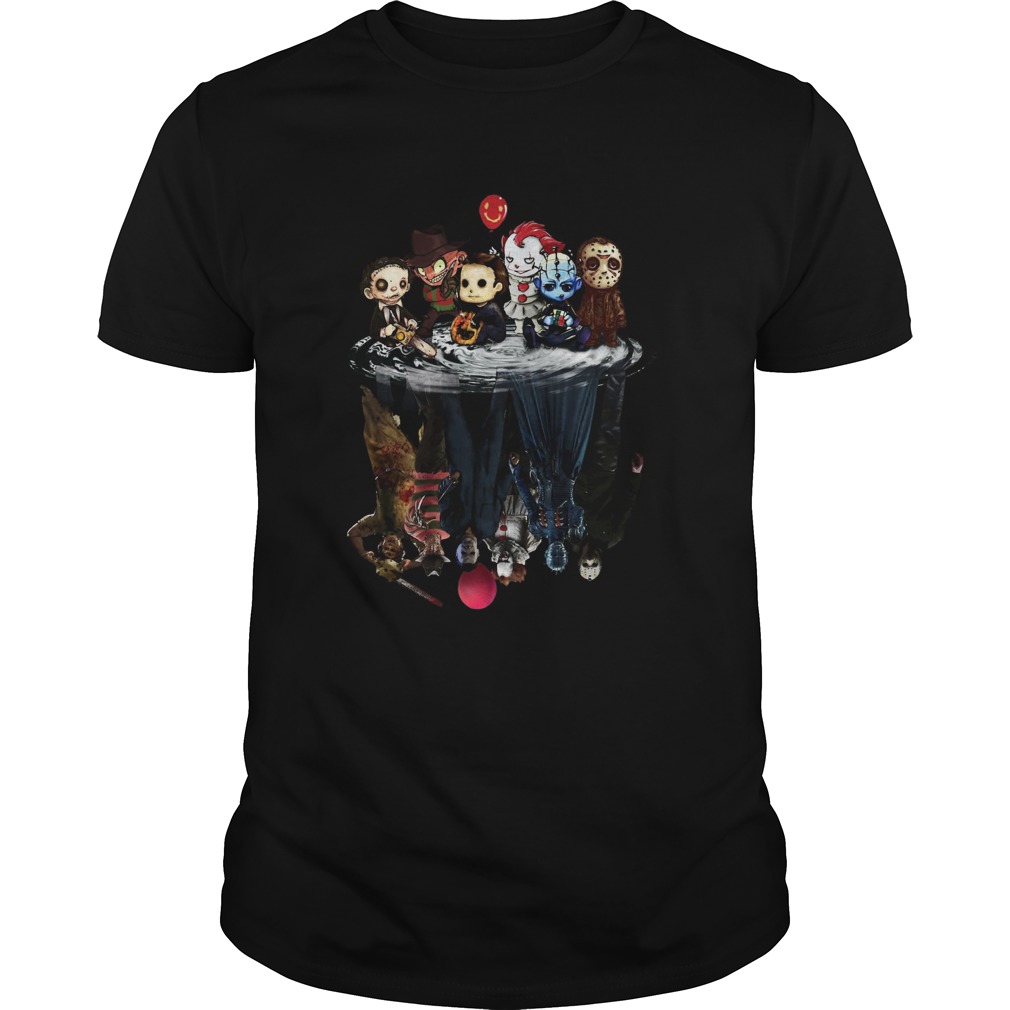 Chibi Horror characters water reflections shirt