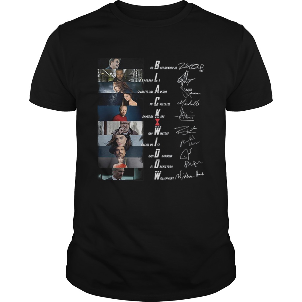 Marvel Black Widow Movie Characters Signatures shirt