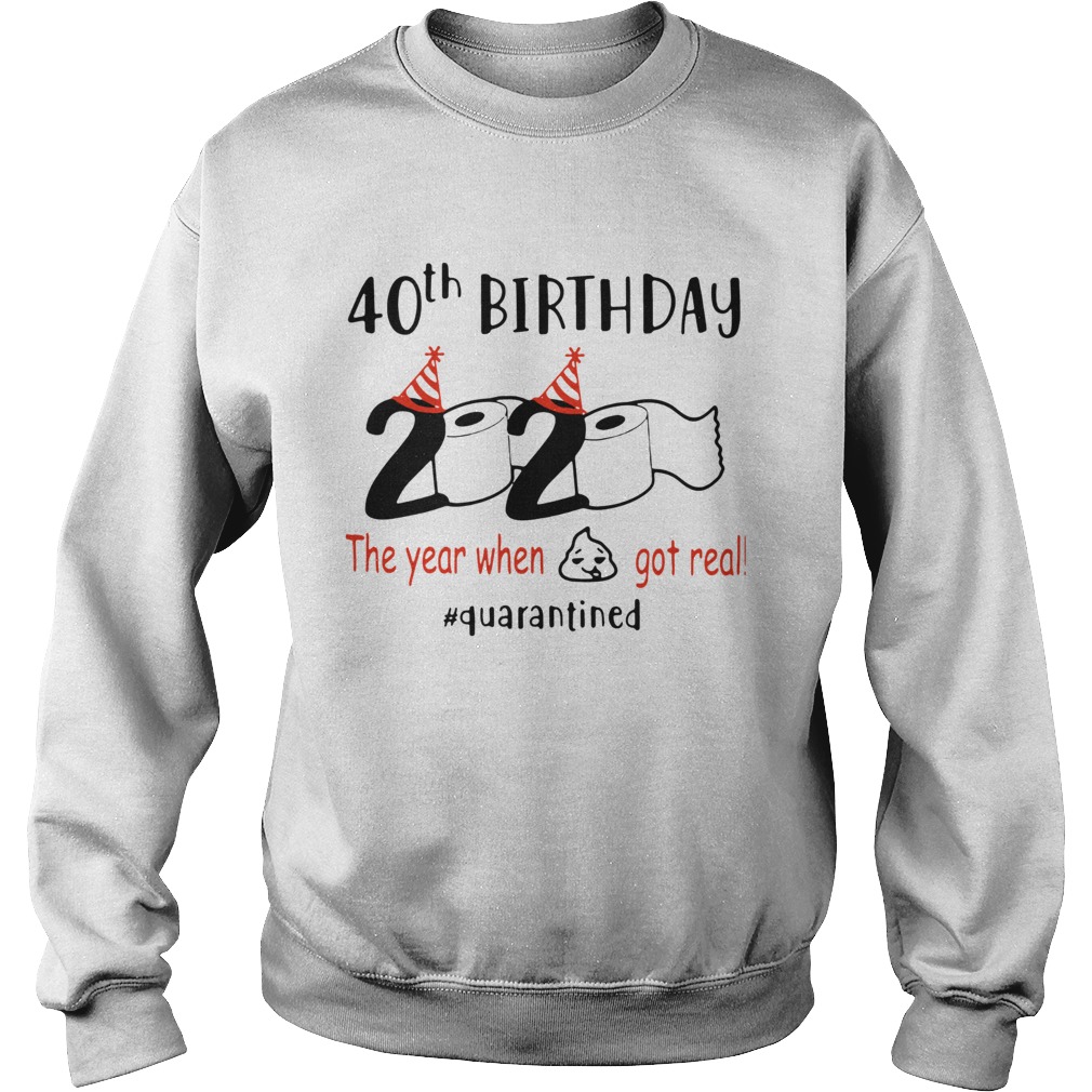 40th Birthday 2020 The Year When Got Real Quarantined  Sweatshirt