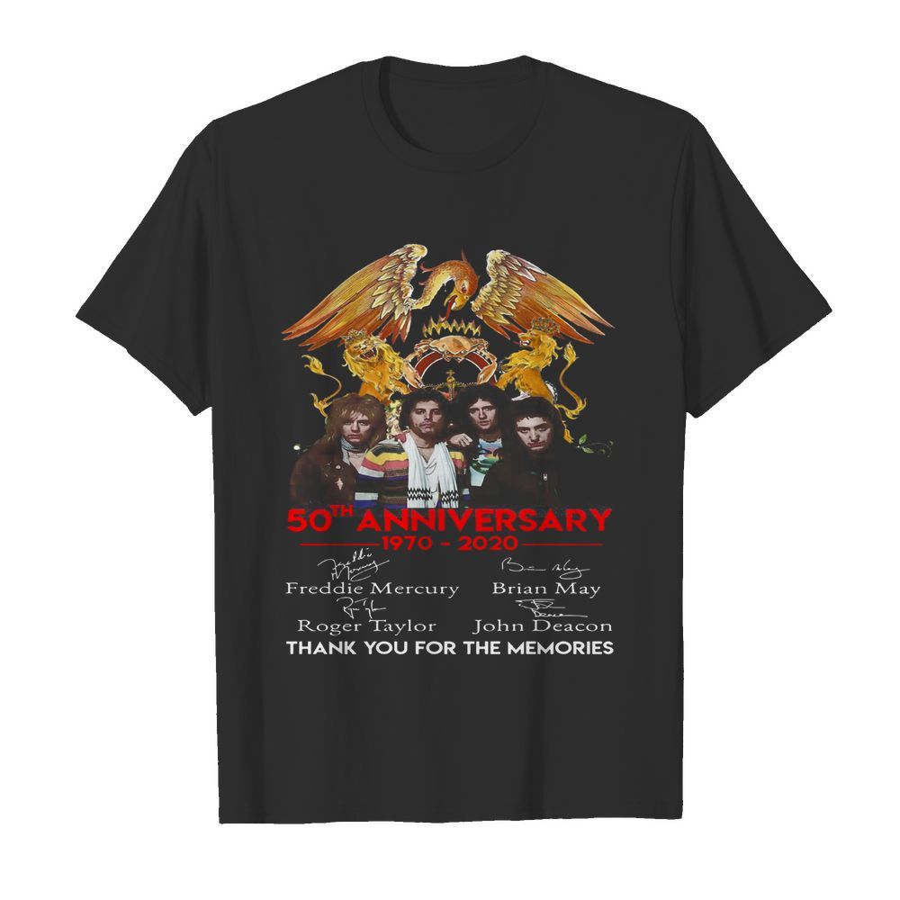 50th Anniversary 1970 2020 Queen Freddie Mercury Thank You For The Memories shirt