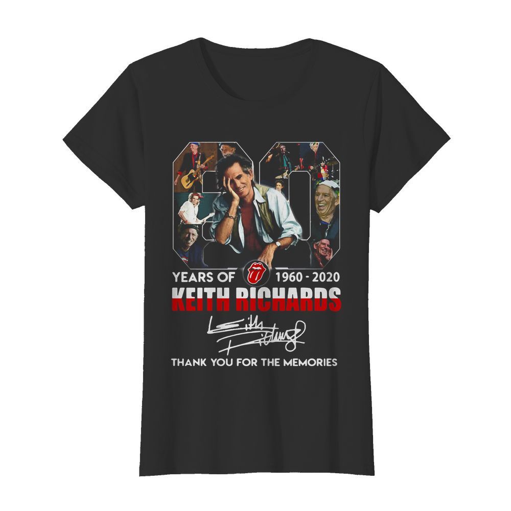 80 Years Of 1960 2020 The Rolling Stones Keith Richard Thank You For The Memories Signatures  Classic Women's T-shirt